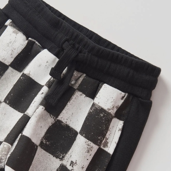 Little Bipsy Kids Checkered Black and White Joggers - Picture 3 of 6